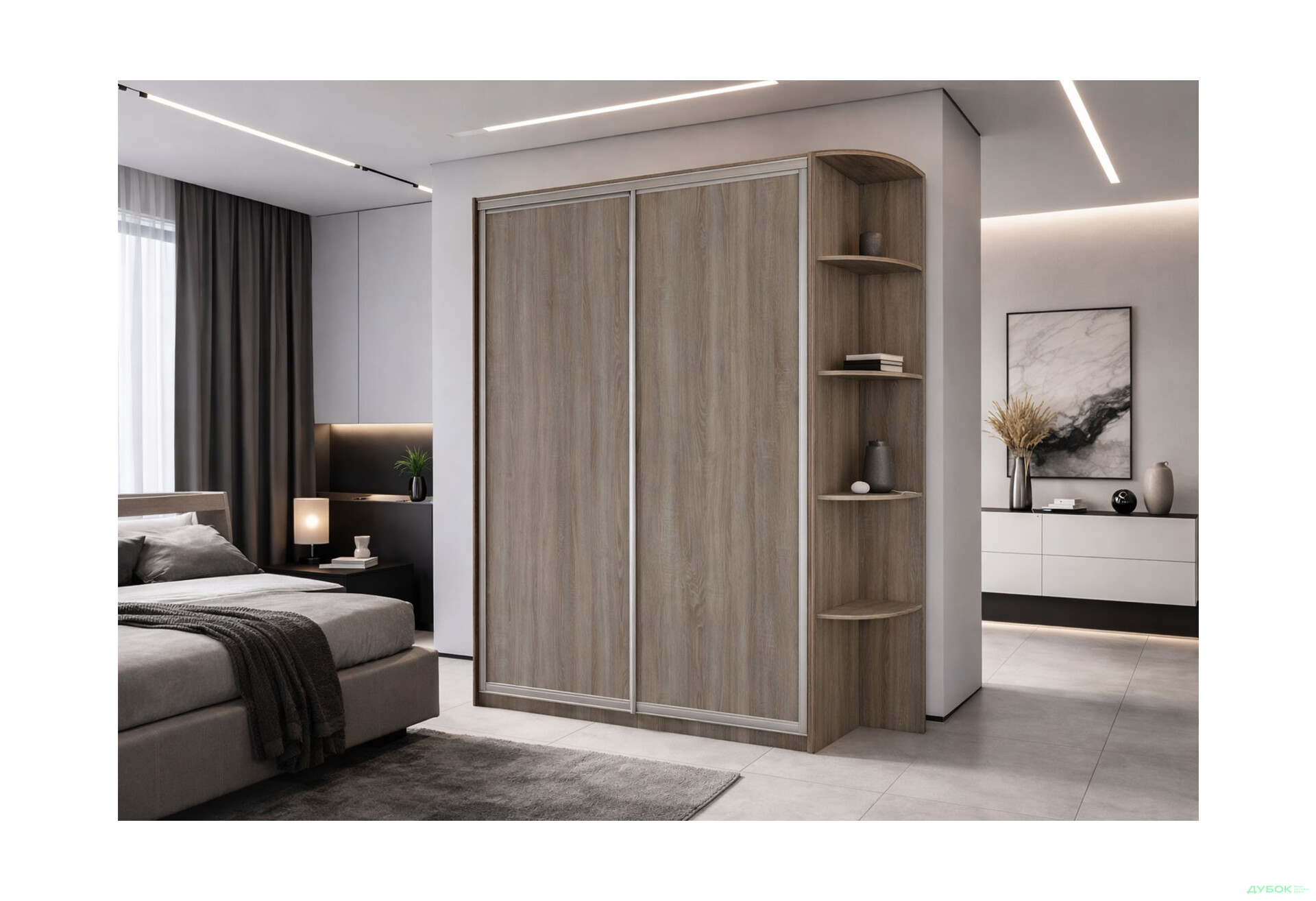 Зображення 2 - Шафа-купе VIP-master 2-дверна з кутовими полицями 150 см