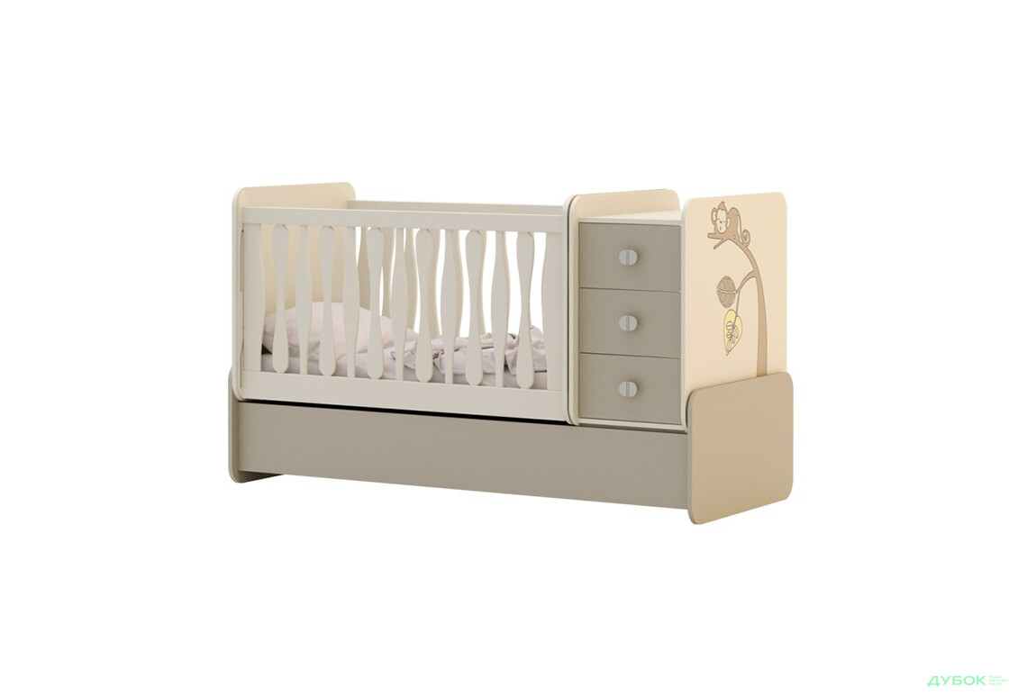 Кровать 1С + качалка + тумба 3Ш (без матраса) Лимпопо Нова