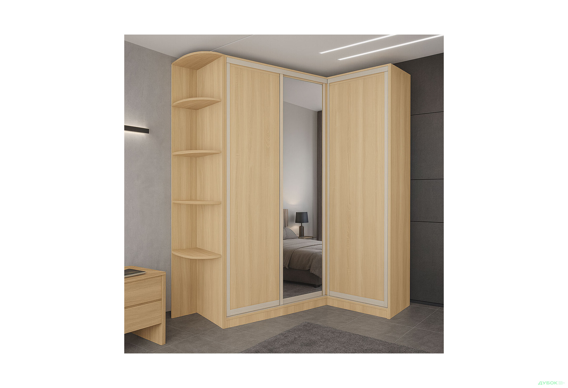 Зображення 2 - Шафа-купе кутова 3Д 2400х2100х1200 VIP-master