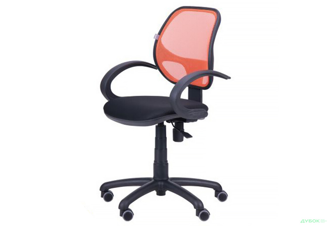 Кресло Байт / АМФ-5 сиденье Сетка черная / спинка Сетка оранжевая АМФ