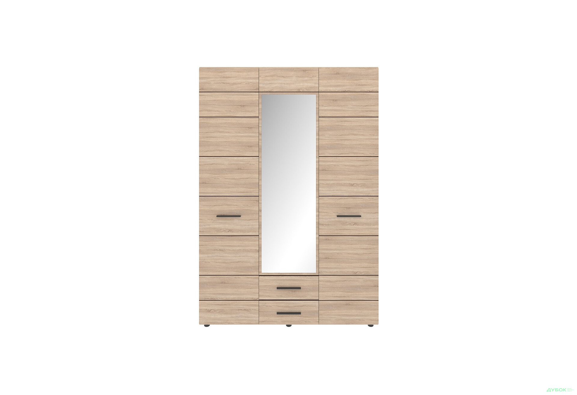 Шафа VMV holding Соло 3-дверна з 2 шухлядами та дзеркалом 135 см Дуб сонома - Зображення 1 Зображення 1 - Шафа VMV holding Соло 3-дверна з 2 шухлядами та дзеркалом 135 см Дуб сонома