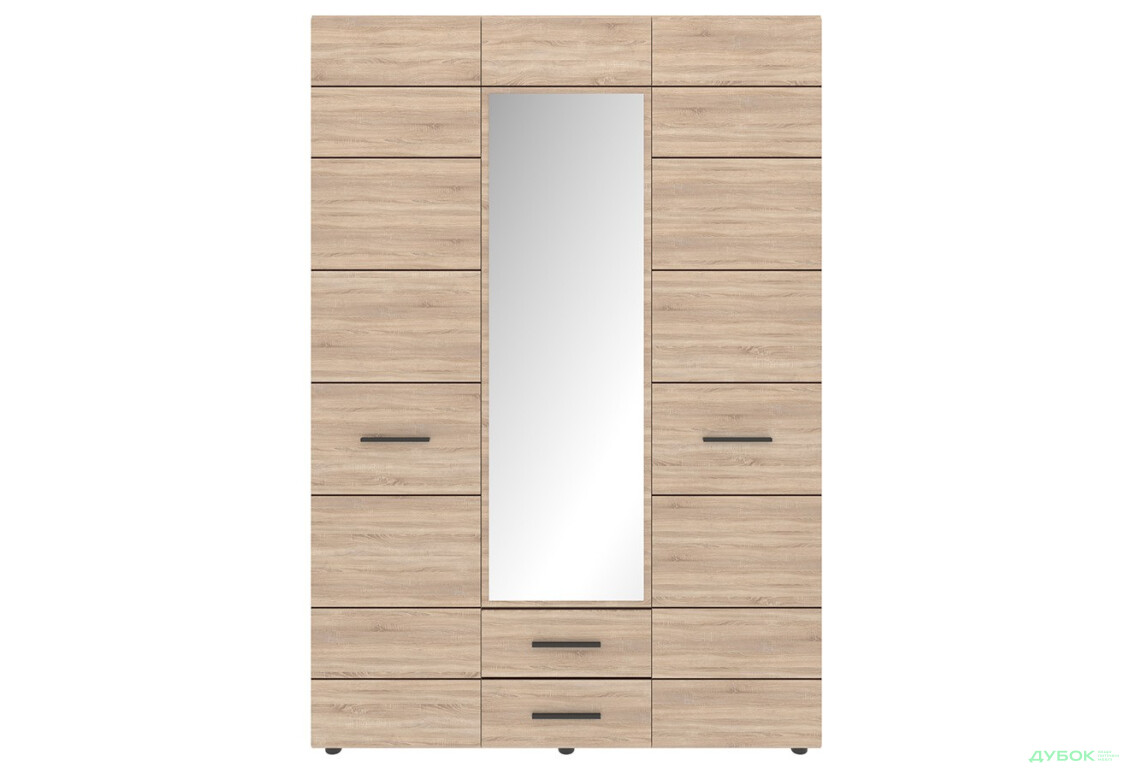 Шафа VMV holding Соло 3-дверна з 2 шухлядами та дзеркалом 135 см Дуб сонома - Зображення 1 Зображення 1 - Шафа VMV holding Соло 3-дверна з 2 шухлядами та дзеркалом 135 см Дуб сонома