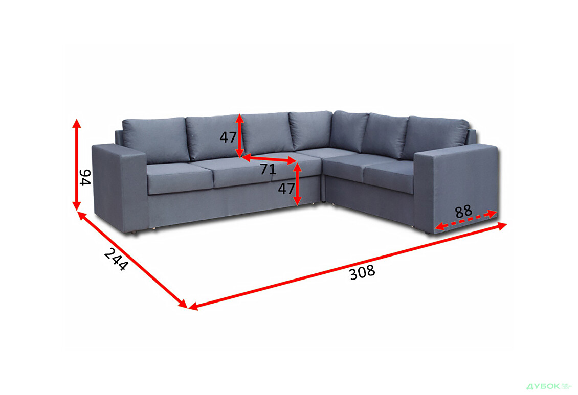 Изображение 5 - Мягкий уголок Вика Чикаго 32-B (широкие быльца) 308x244 см