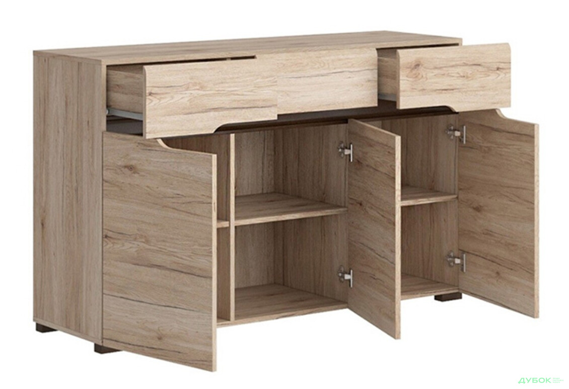 Комод Гербор Эльпасо 3-дверный с 3 ящиками 136 см Дуб сан-ремо светлый - Изображение 3 Изображение 3 - Комод Гербор Эльпасо 3-дверный с 3 ящиками 136 см Дуб сан-ремо светлый