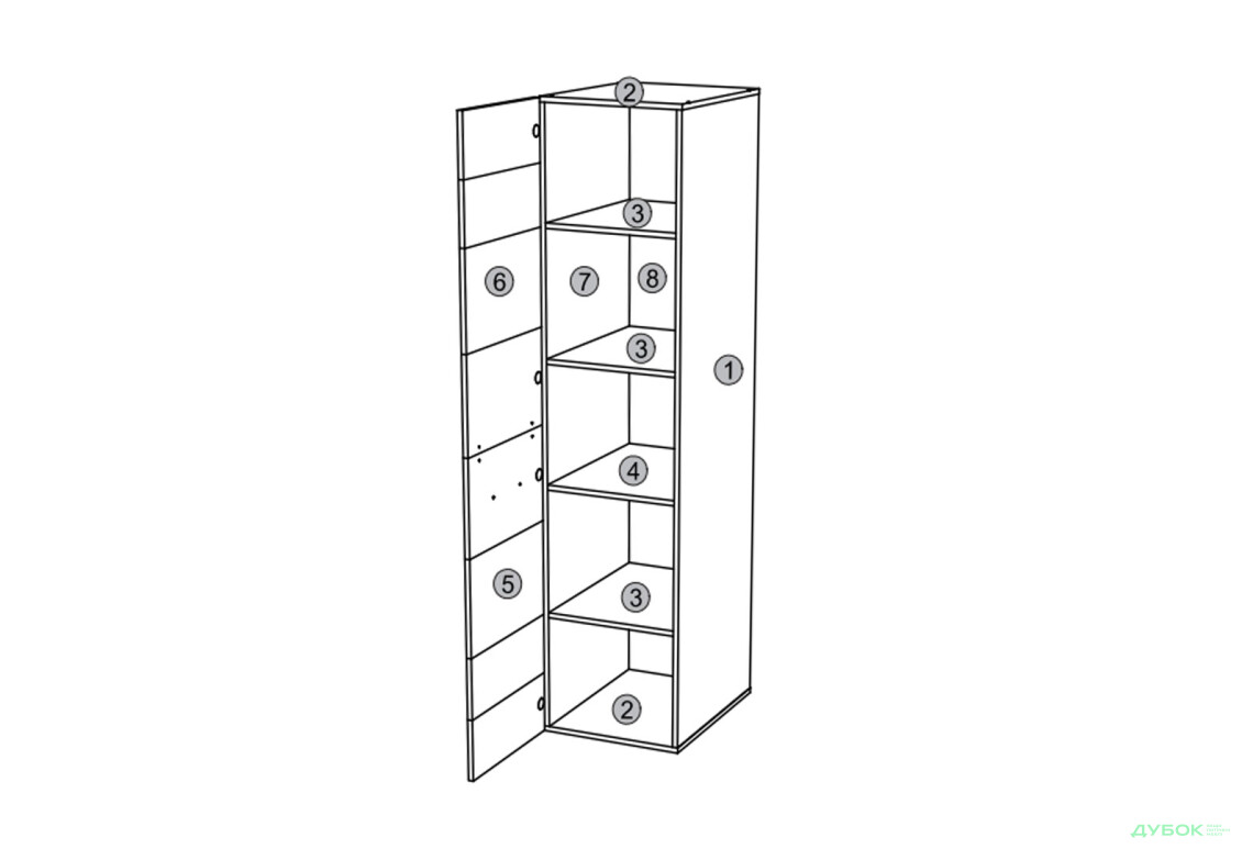 Изображение 2 - Шкаф-пенал ВМВ Холдинг Соло закрытый 45 см Дуб сонома/Венге