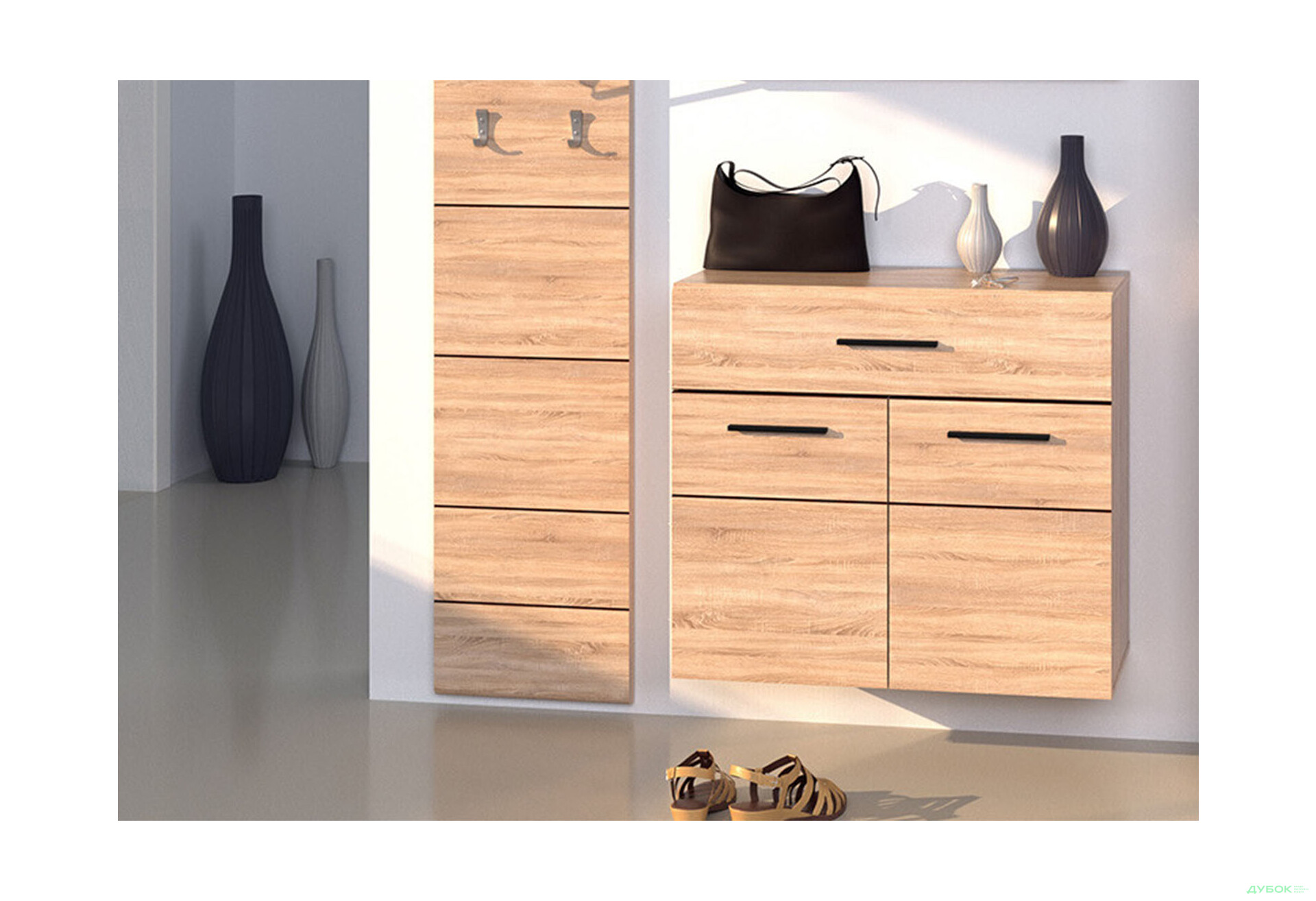 Комод прихожей VMV holding Соло 2-дверный с ящиком 80 см Дуб сонома - Изображение 2 Изображение 2 - Комод прихожей VMV holding Соло 2-дверный с ящиком 80 см Дуб сонома