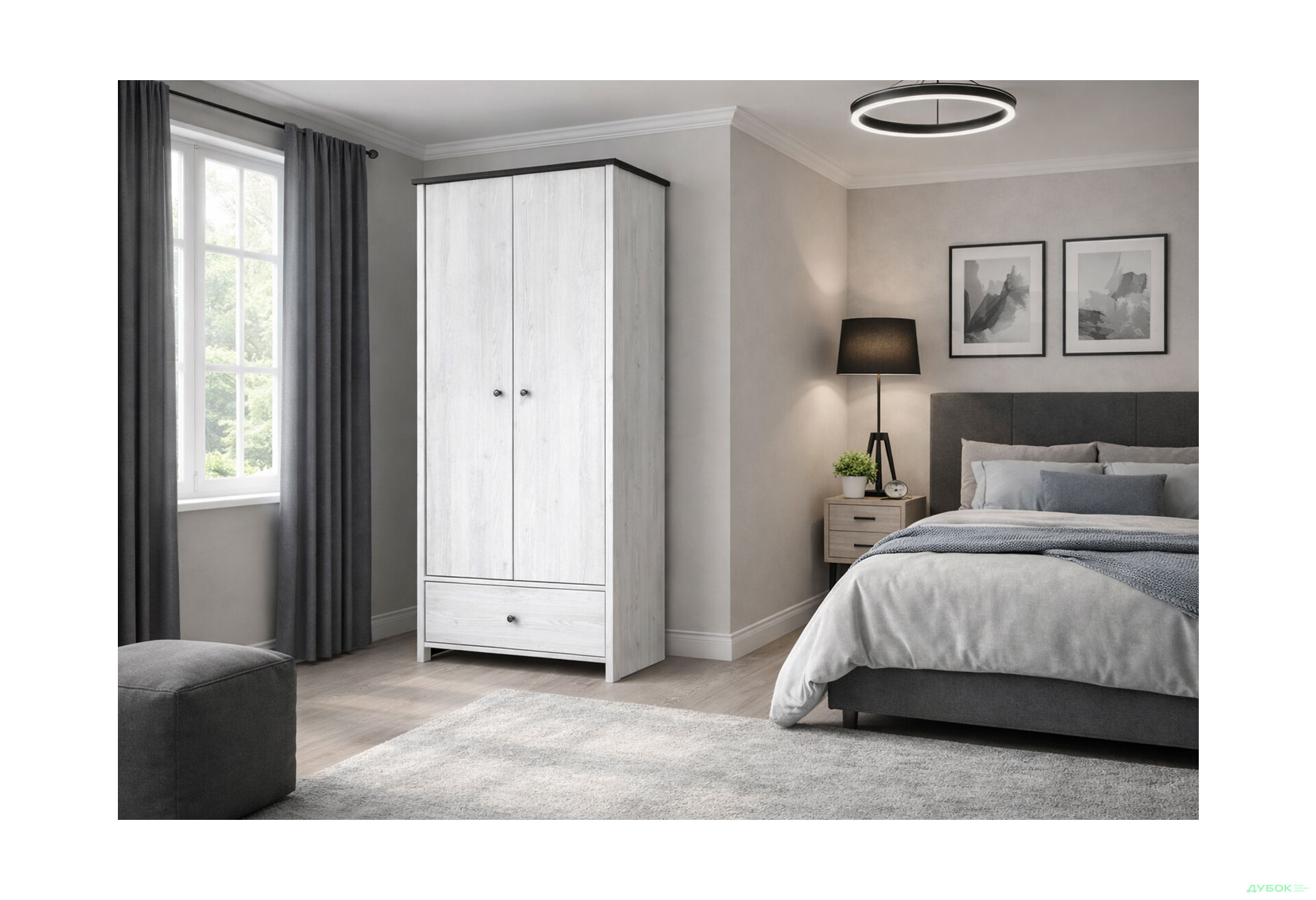 Зображення 2 - Шафа ВМК Порто (Паріс) 2-дверна з шухлядою 89 см Джанні/Сосна ларіко