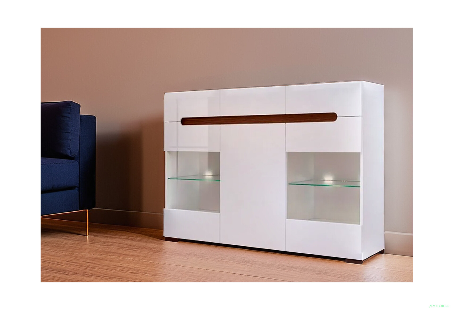 Комод ВМК Ацтека (Амелія) 1-дверний з 3 шухлядами та підсвіткою 150 см Білий - Зображення 2 Зображення 2 - Комод ВМК Ацтека (Амелія) 1-дверний з 3 шухлядами та підсвіткою 150 см Білий