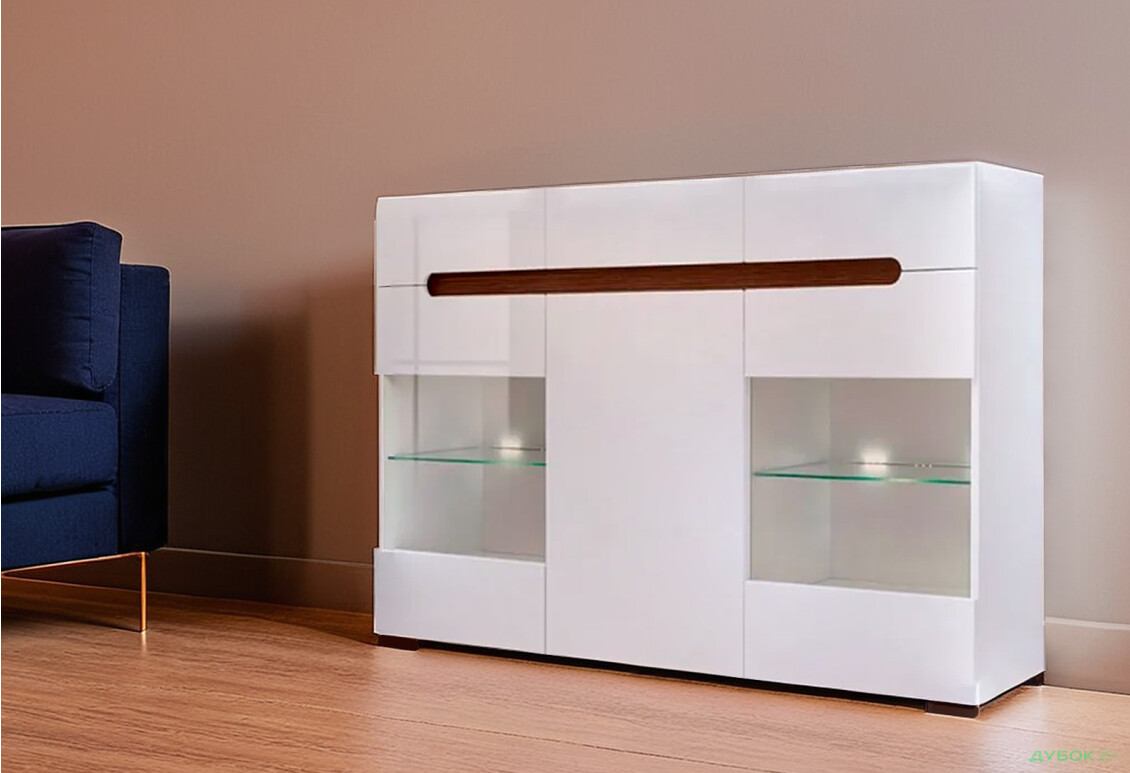 Комод ВМК Ацтека (Амелія) 1-дверний з 3 шухлядами та підсвіткою 150 см Білий - Зображення 2 Зображення 2 - Комод ВМК Ацтека (Амелія) 1-дверний з 3 шухлядами та підсвіткою 150 см Білий