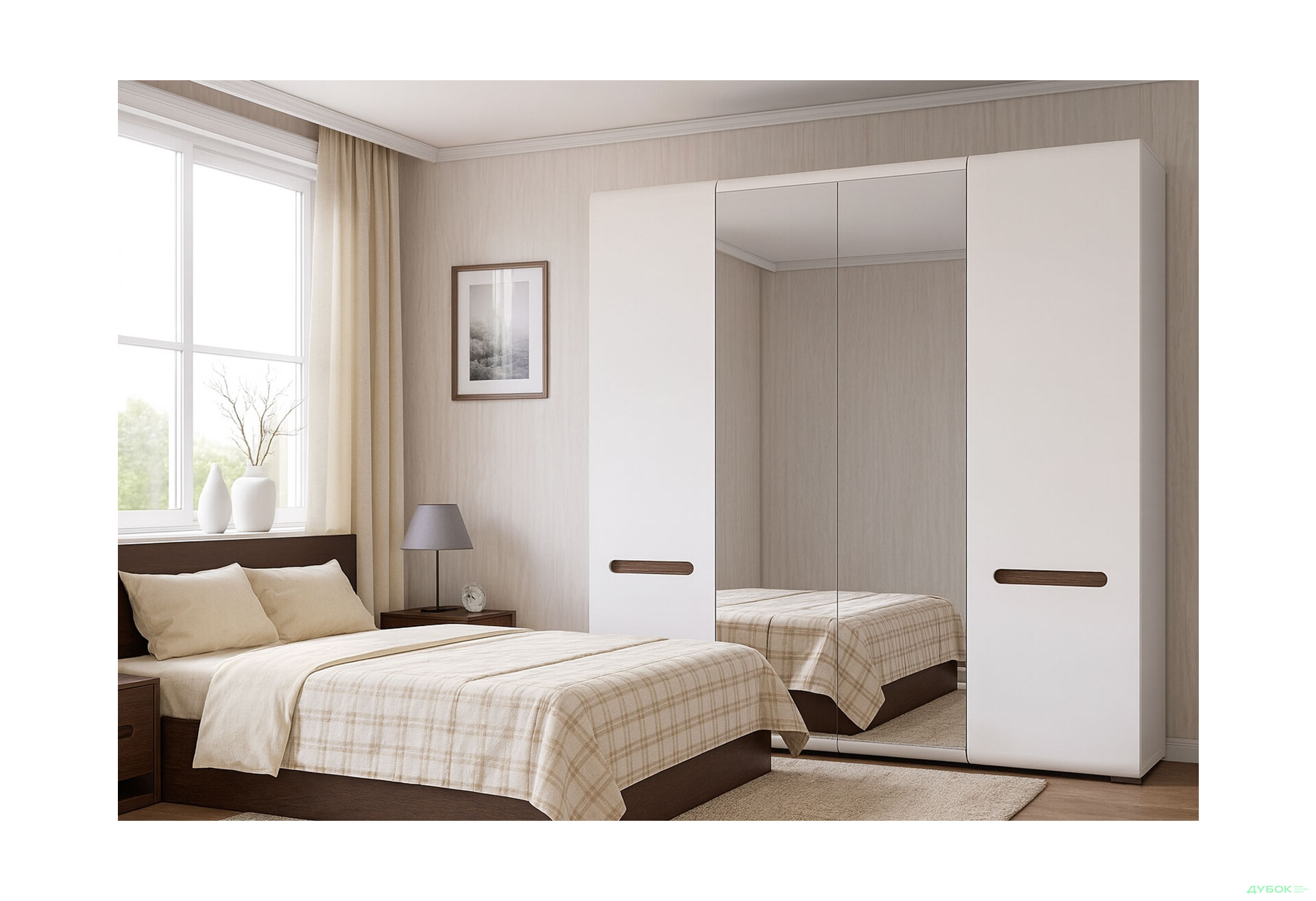 Шафа ВМК Ацтека (Амелія) 4-дверна з дзеркалом 220 см Біла - Зображення 2 Зображення 2 - Шафа ВМК Ацтека (Амелія) 4-дверна з дзеркалом 220 см Біла