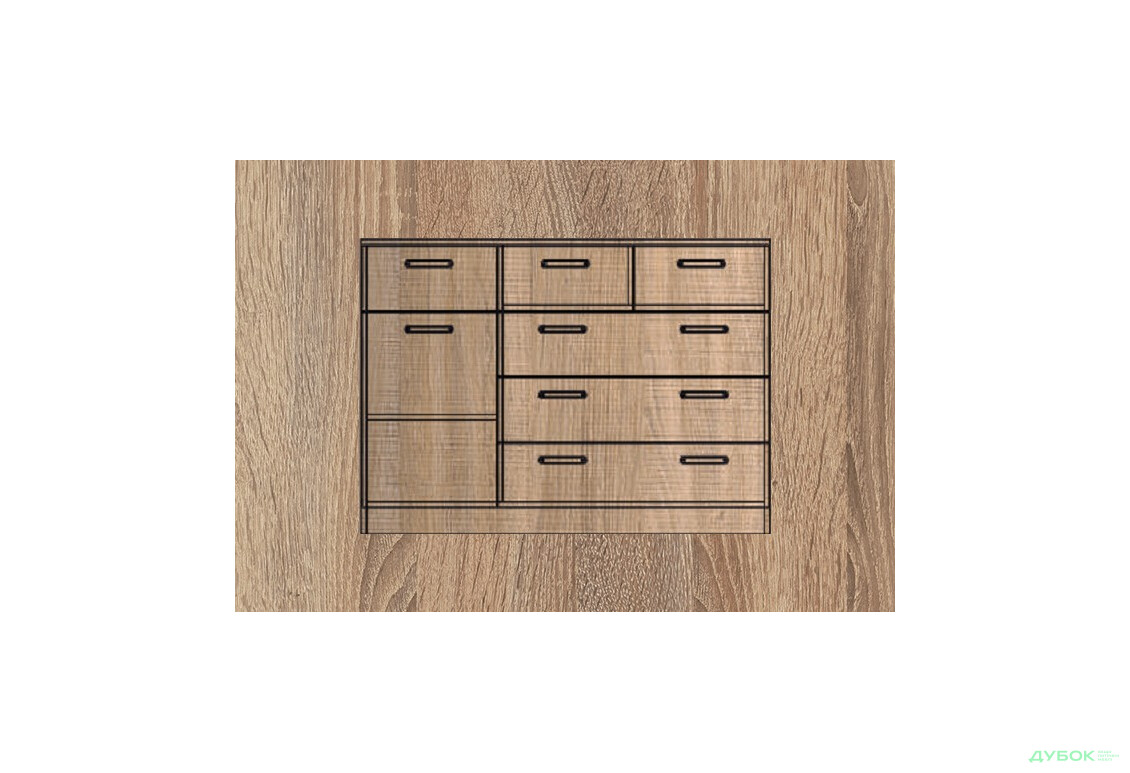 Комод БМФ ТКБ-372.2 серия 7 1-дверный с 6 ящиками 120 см - Изображение 2 Изображение 2 - Комод БМФ ТКБ-372.2 серия 7 1-дверный с 6 ящиками 120 см