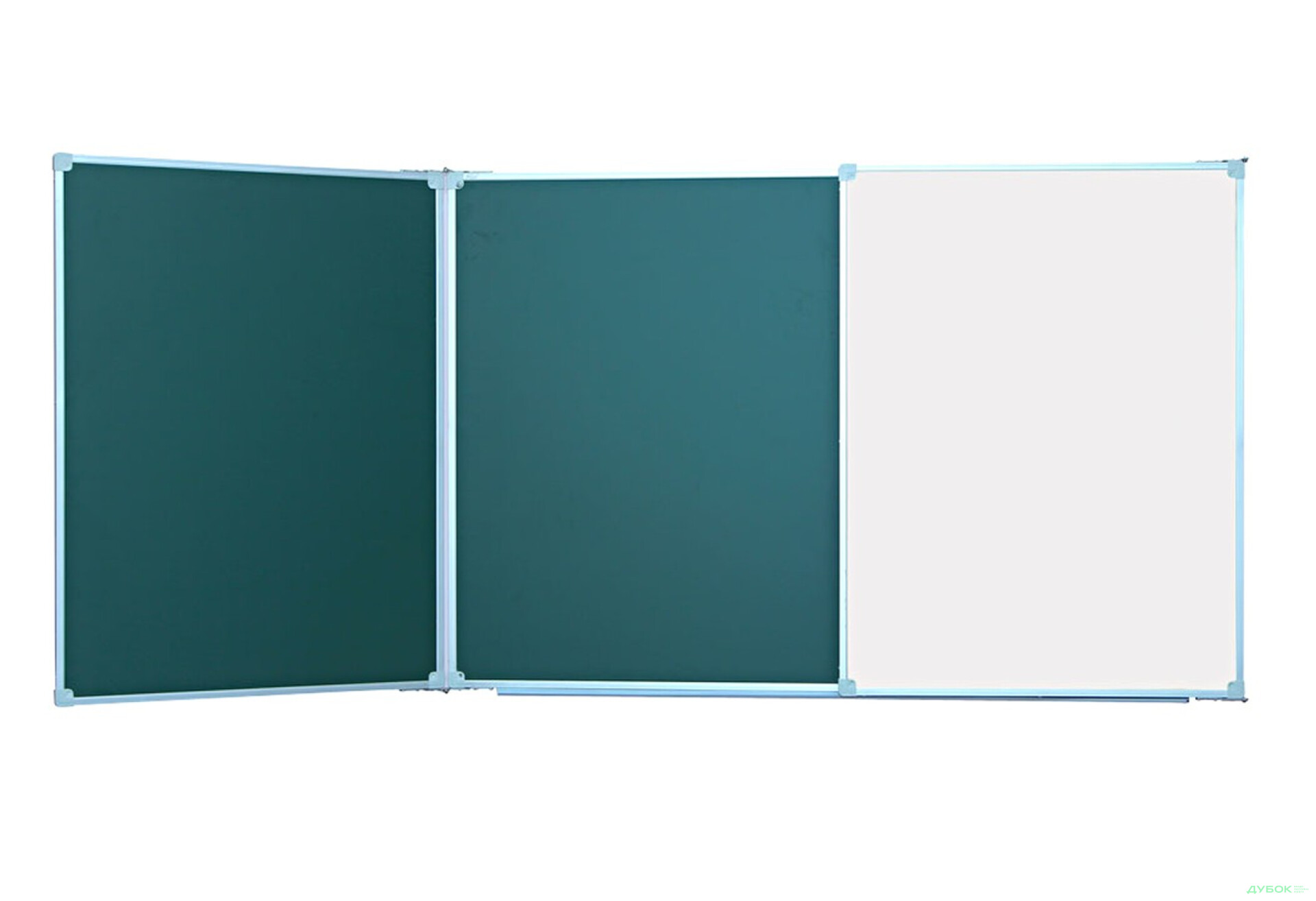 Фото 1 - Доска аудиторная 3-х створчатая 3х1м комб. (зелёная+белая), арт. 33918МБ Гелика