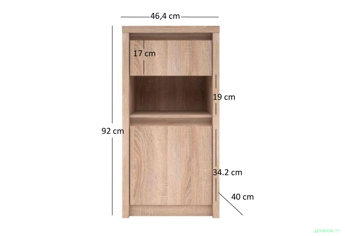 Комод VMV holding Нортон 1-дверный с ящиком 46 см Дуб сонома - Изображение 6 Изображение 6 - Комод VMV holding Нортон 1-дверный с ящиком 46 см Дуб сонома
