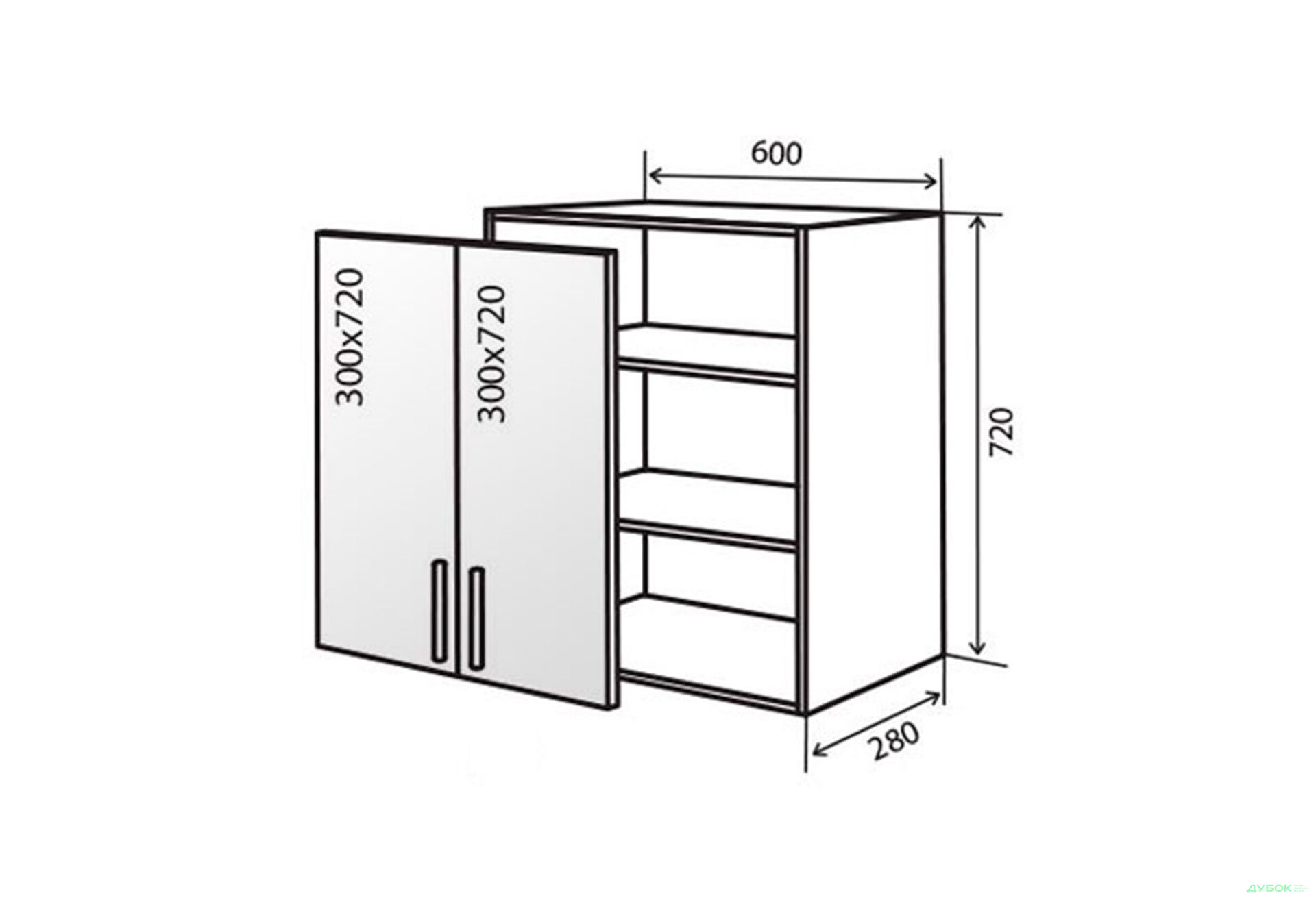 Изображение 1 - В6 Тумба витрина 2Д 60 AL Флэт Вип-Мастер