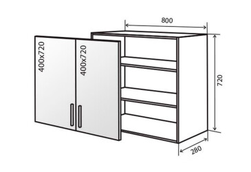 В8 Тумба вітрина 2Д 80 AL Флет VIP-master