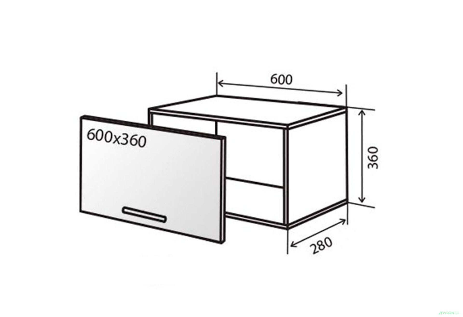 Зображення 1 - В10 Тумба низька вітрина 60 AL Флет VIP-master