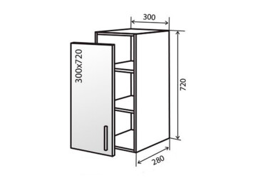 В2 Тумба вітрина 1Д 30 AL Флет VIP-master