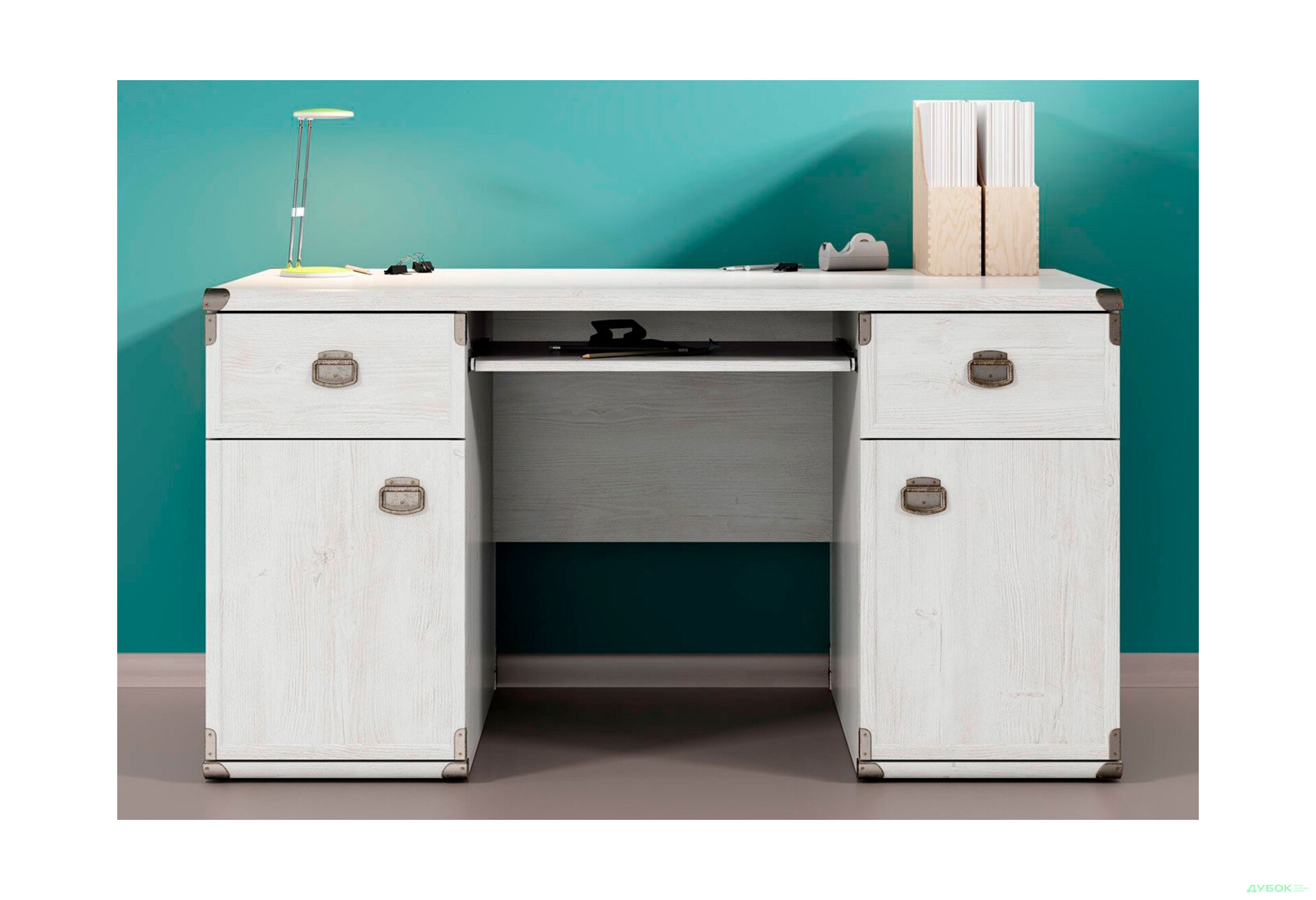 Стіл письмовий ВМК Індіана (Монтана) 140x65 см з тумбами, шухлядами та полицею - Зображення 6 Зображення 6 - Стіл письмовий ВМК Індіана (Монтана) 140x65 см з тумбами, шухлядами та полицею