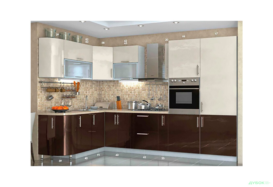 Кухня кутова Хай Глосс / High Gloss 1.7х3.2 MebelStar