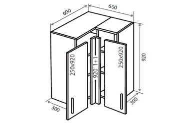 В58 Тумба угловая 60х60 Колор-міх Люкс Вип-Мастер