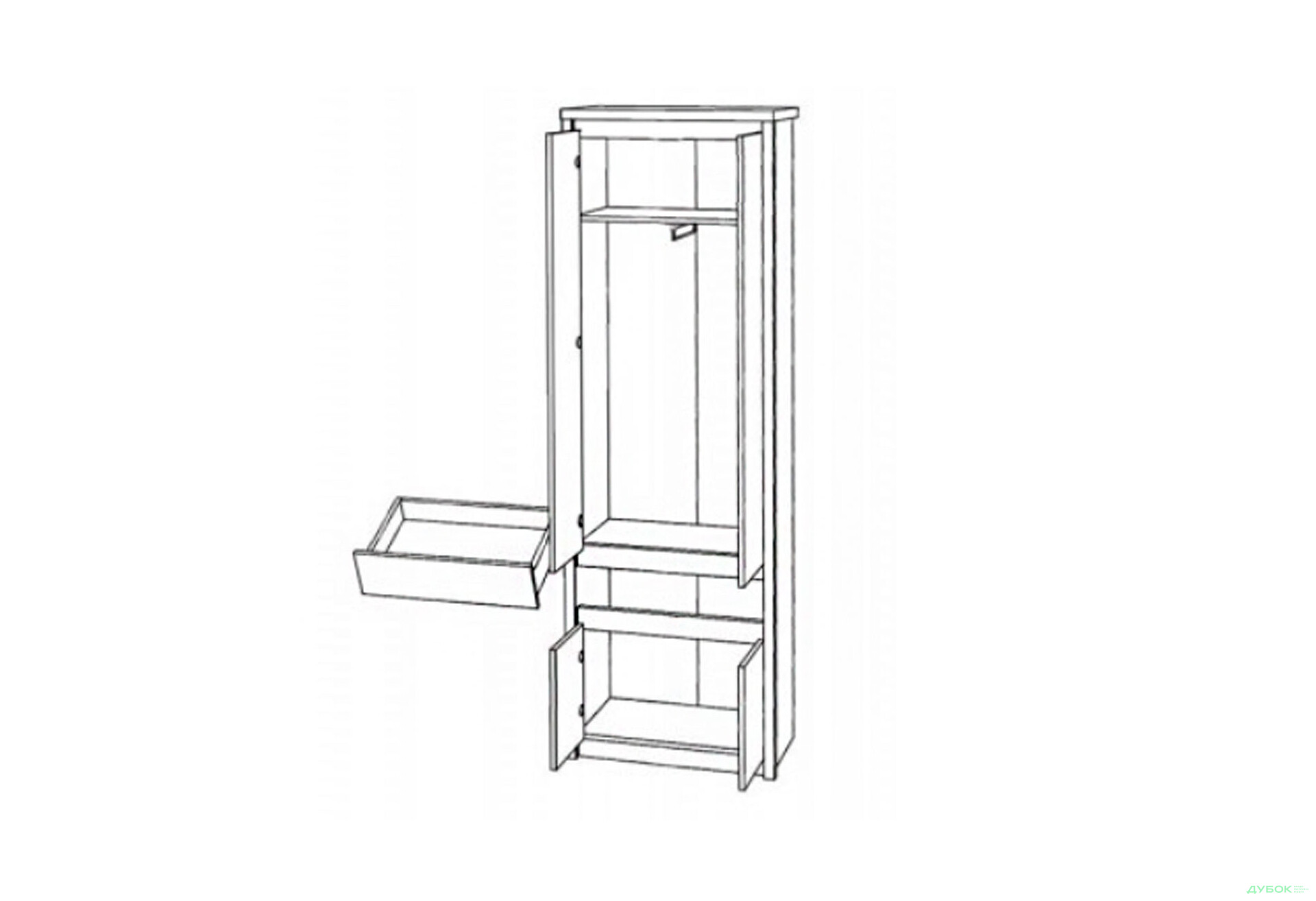 Шафа VMV holding Нортон 4-дверна з шухлядою 66 см Дуб сонома - Зображення 3 Зображення 3 - Шафа VMV holding Нортон 4-дверна з шухлядою 66 см Дуб сонома