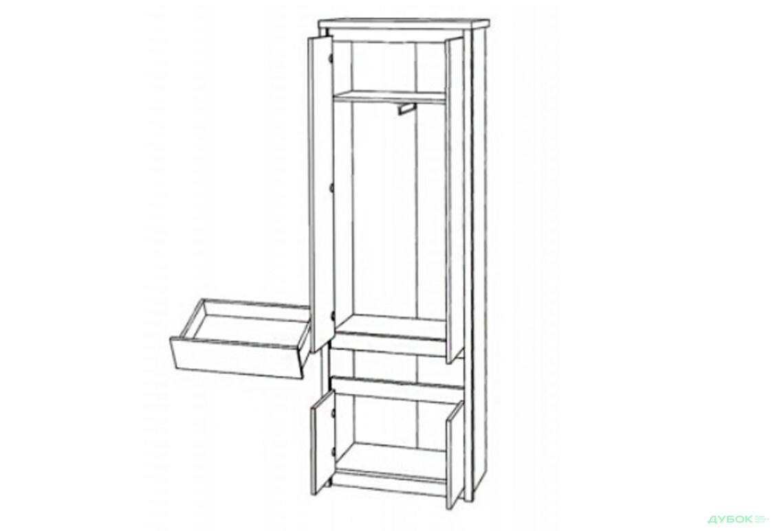 Шафа VMV holding Нортон 4-дверна з шухлядою 66 см Дуб сонома - Зображення 3 Зображення 3 - Шафа VMV holding Нортон 4-дверна з шухлядою 66 см Дуб сонома