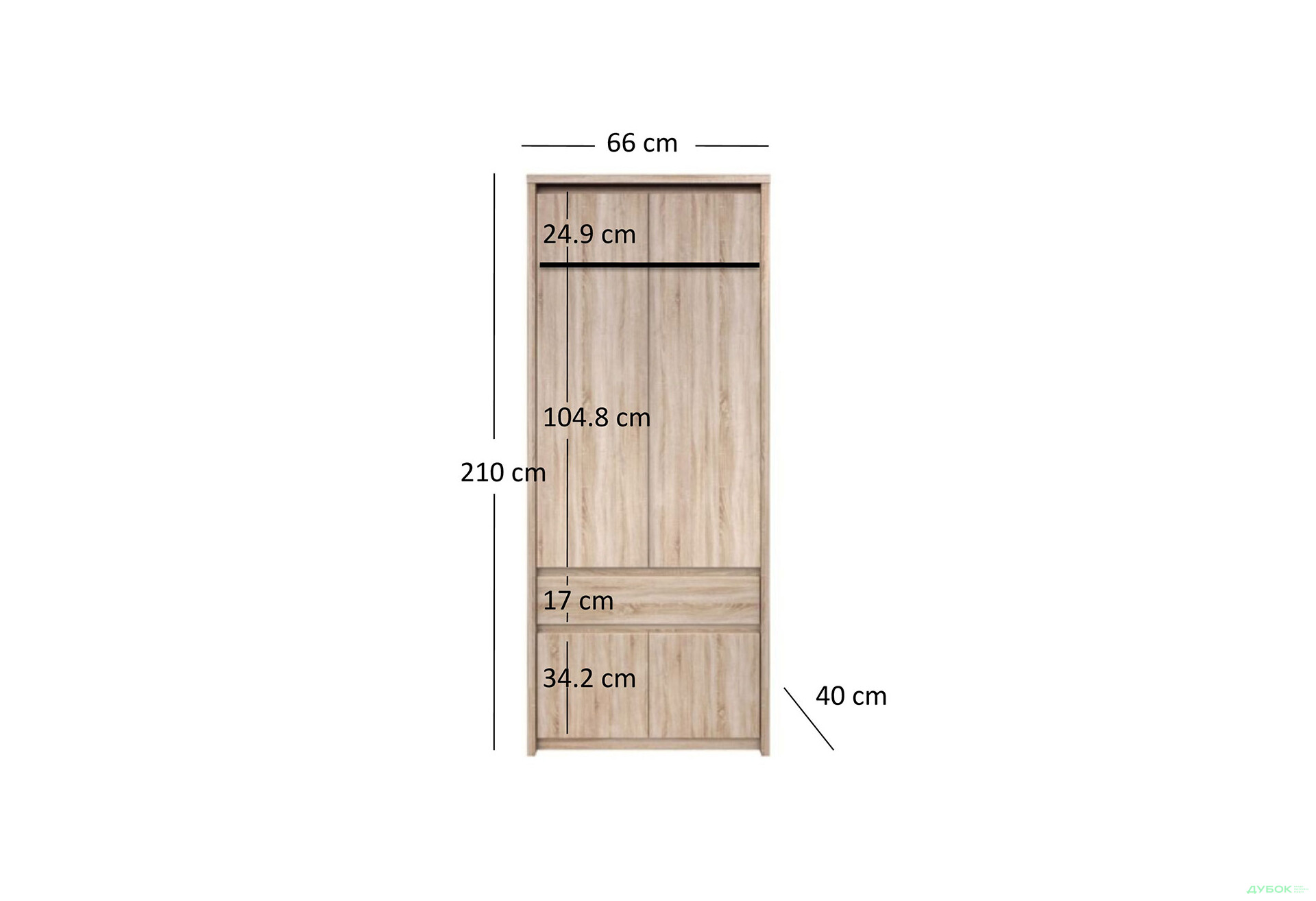 Шафа VMV holding Нортон 4-дверна з шухлядою 66 см Дуб сонома - Зображення 4 Зображення 4 - Шафа VMV holding Нортон 4-дверна з шухлядою 66 см Дуб сонома