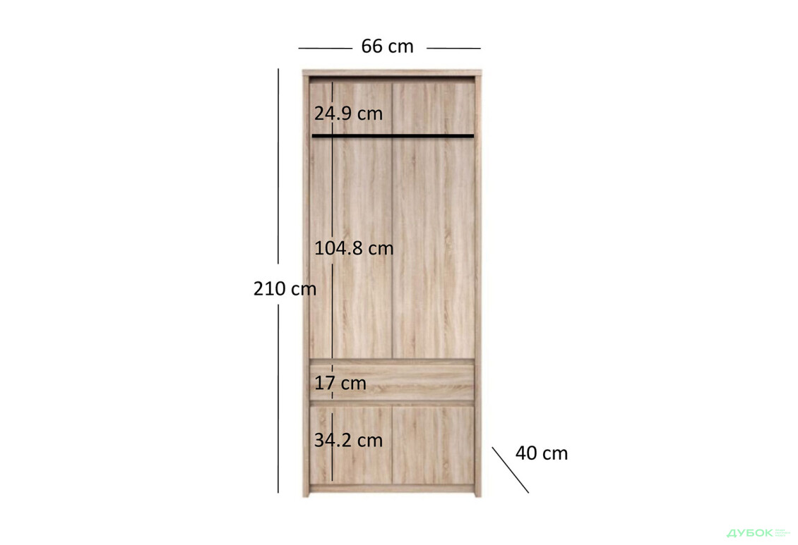 Шафа VMV holding Нортон 4-дверна з шухлядою 66 см Дуб сонома - Зображення 4 Зображення 4 - Шафа VMV holding Нортон 4-дверна з шухлядою 66 см Дуб сонома