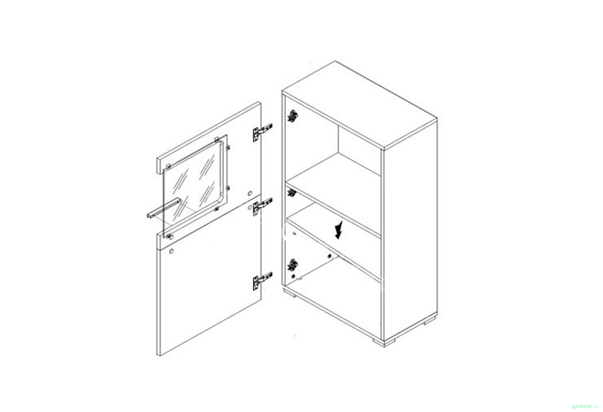 Зображення 4 - Комплект стінка з вітриною Гербор Пола 215 см Дуб сонома/Білий