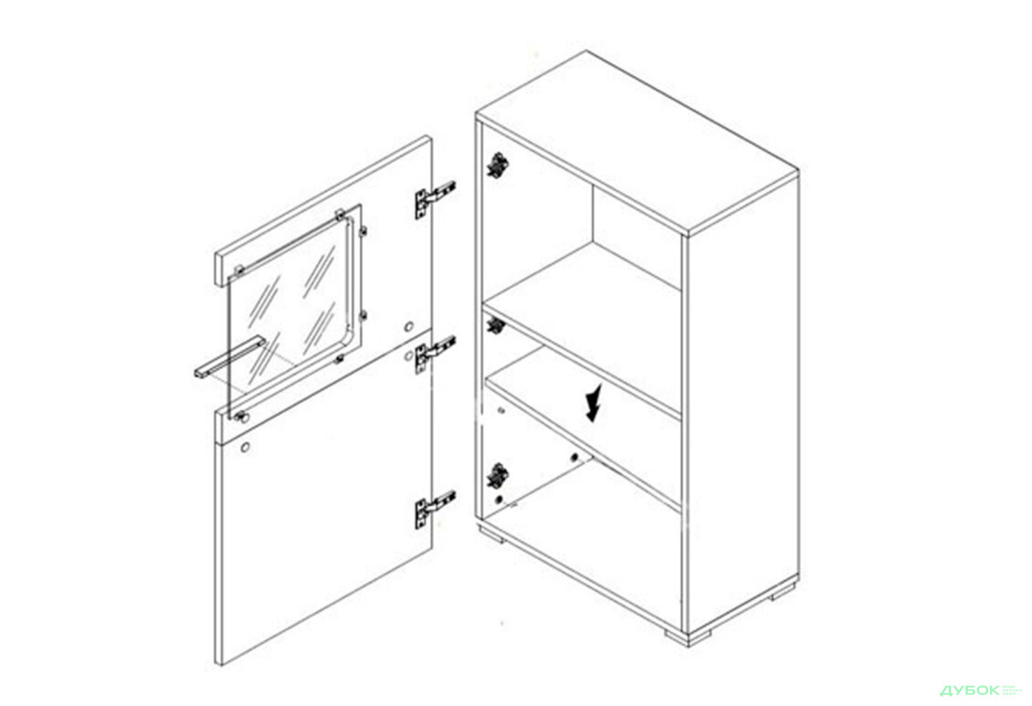 Зображення 4 - Комплект стінка з вітриною Гербор Пола 215 см Дуб сонома/Білий