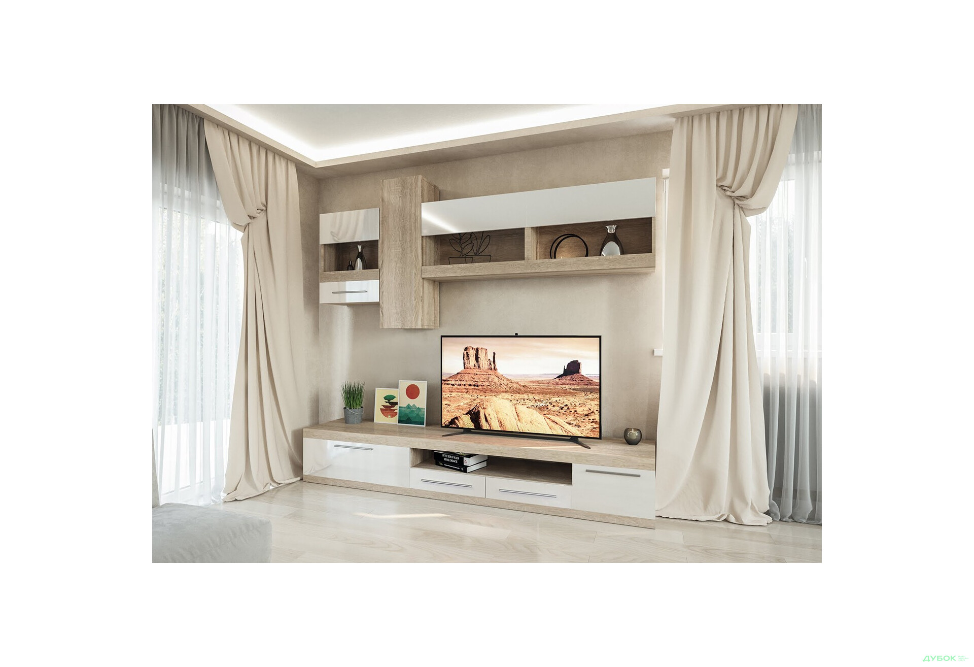 Изображение 1 - Стенка Svit Mebliv Пальмира 250 см Дуб сонома/Белый