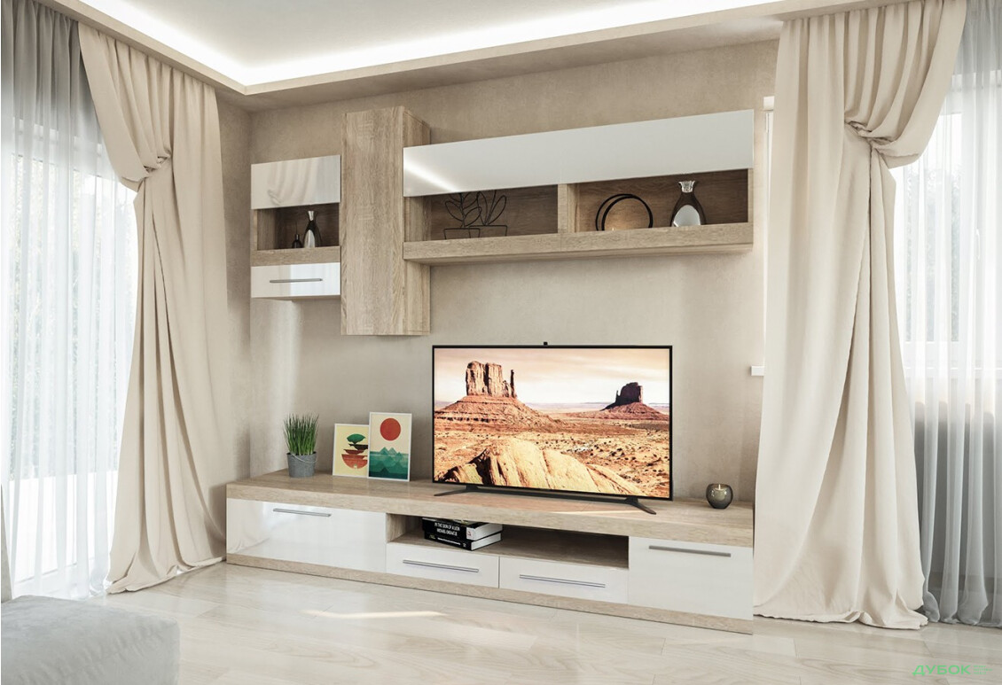 Стенка Svit Mebliv Пальмира 250 см Дуб сонома/Белый