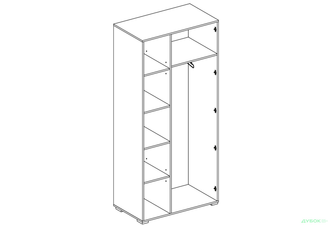 Зображення 3 - Шафа Світ Меблів Бянко 2-дверна з дзеркалом 90 см Біла