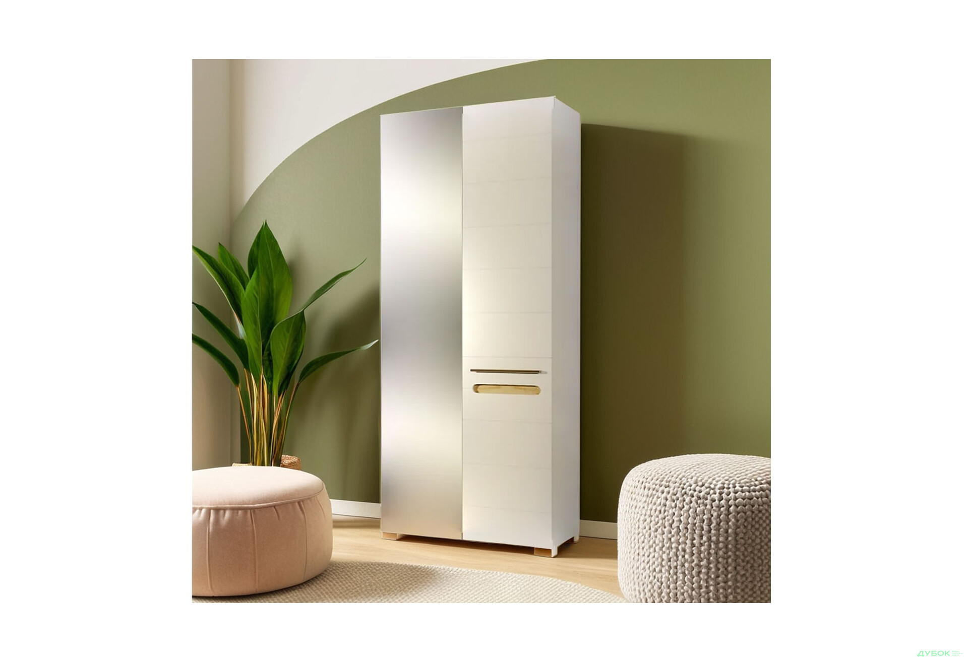 Зображення 2 - Шафа Світ Меблів Бянко 2-дверна з дзеркалом 90 см Біла