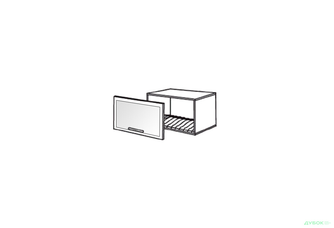 Шкаф нав. 600 ШКН 1101 для посуды (витрина-алюм.) Нико (ДСП) БМФ