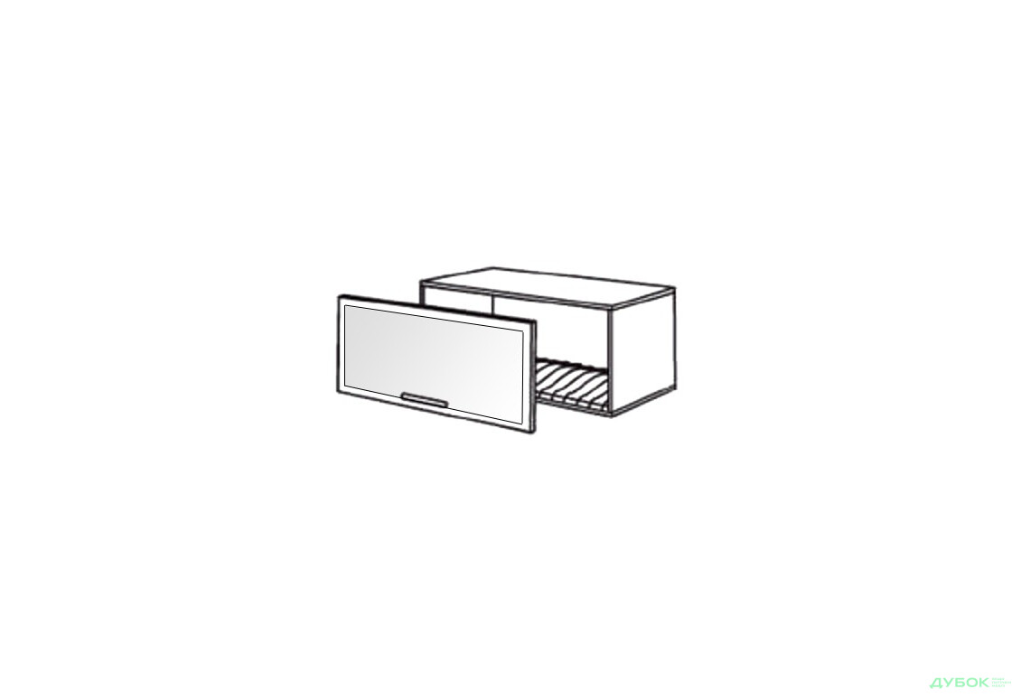 Шкаф нав. 800 ШКН 1101.1 для посуды (витрина-алюм.) Нико (ДСП) БМФ