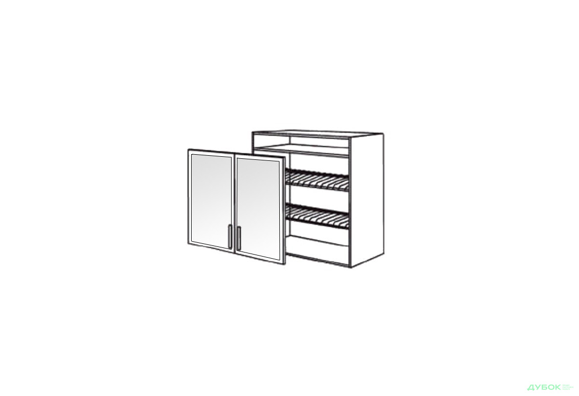 Шкаф нав. 800 ШКН 1106.1 для посуды (витрина-алюм.) Нико (ДСП) БМФ