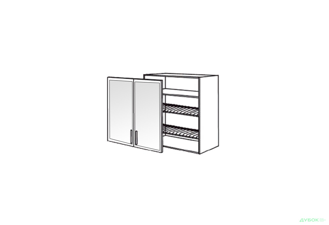 Шкаф нав. 800 ШКН 1110.1 для посуды (витрина-алюм.) Нико (МДФ рамка) БМФ
