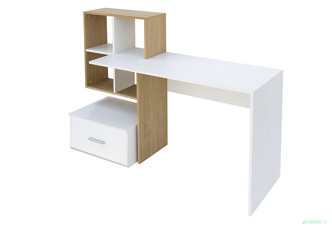 Стол письменный ВМВ Холдинг HO 1S 149x50 см с надставкой и ящиком, белый/дуб каменный - Изображение 1 Изображение 1 - Стол письменный ВМВ Холдинг HO 1S 149x50 см с надставкой и ящиком, белый/дуб каменный