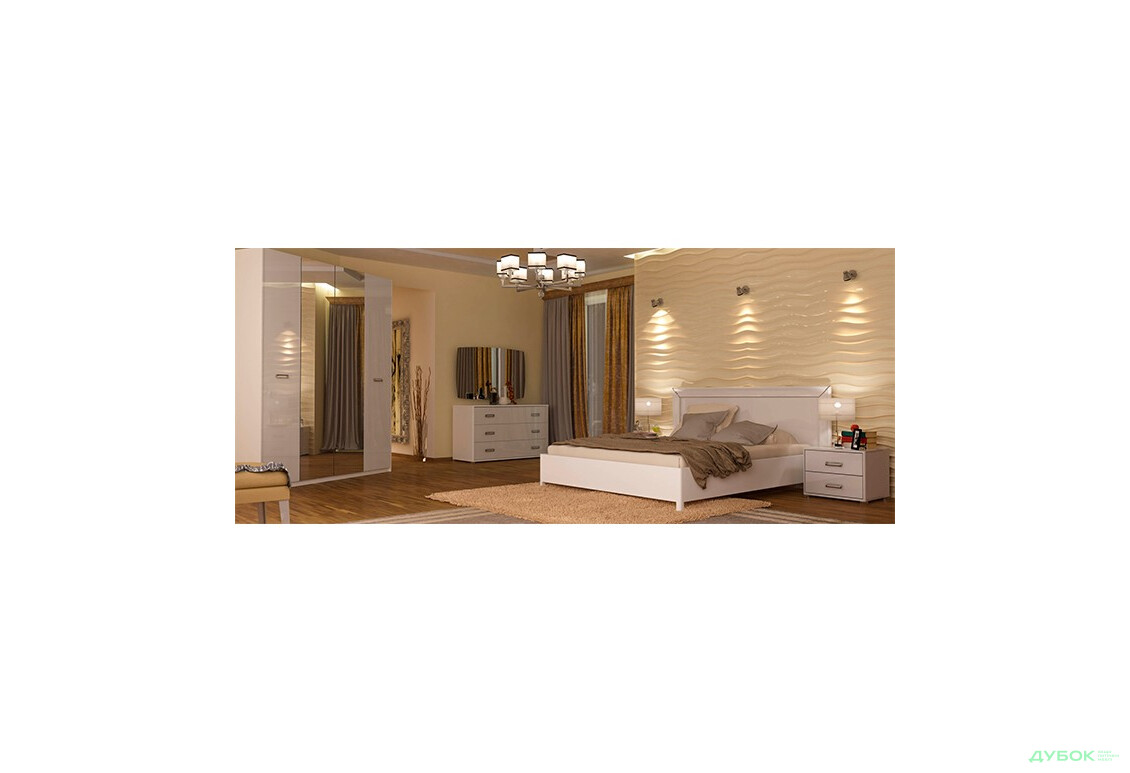 Спальня Бэлла (белая) Комплект 4D (с зеркалами) МироМарк