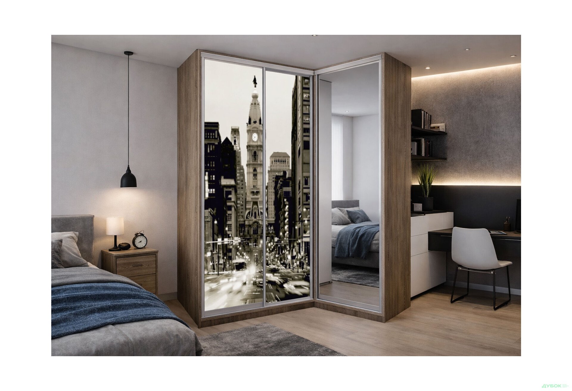 Изображение 2 - Шкаф-купе угловой (AL) VIP-master 3-дверный с зеркалом 181 см