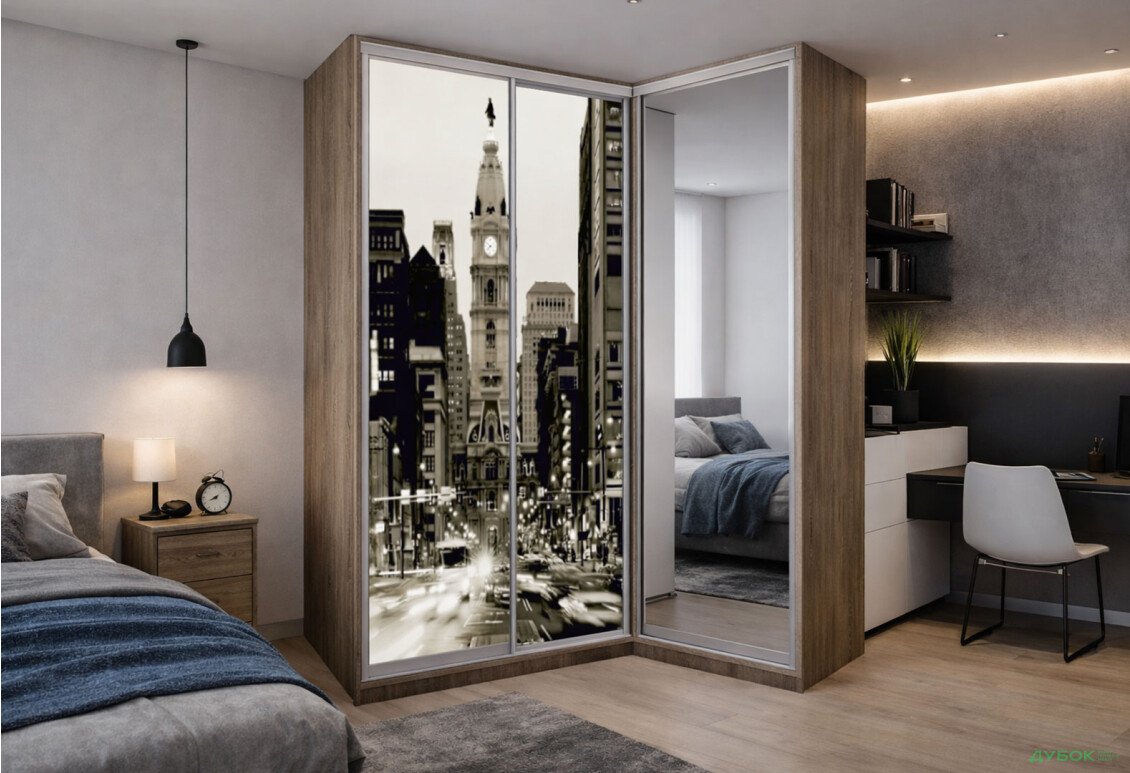 Изображение 2 - Шкаф-купе угловой (AL) VIP-master 3-дверный с зеркалом 181 см