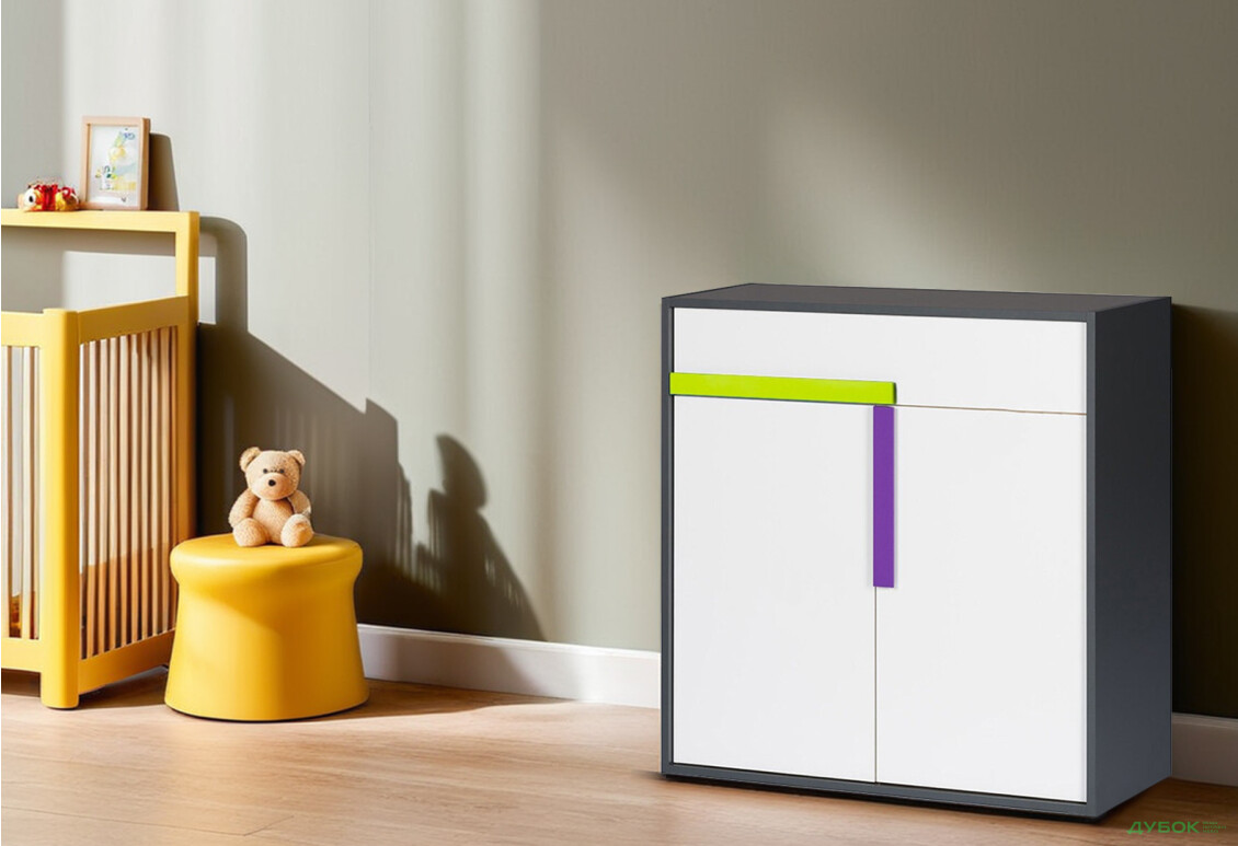 Комод VMV holding Алекс 2-дверний з шухлядою 84 см Сіро-білий - Зображення 2 Зображення 2 - Комод VMV holding Алекс 2-дверний з шухлядою 84 см Сіро-білий