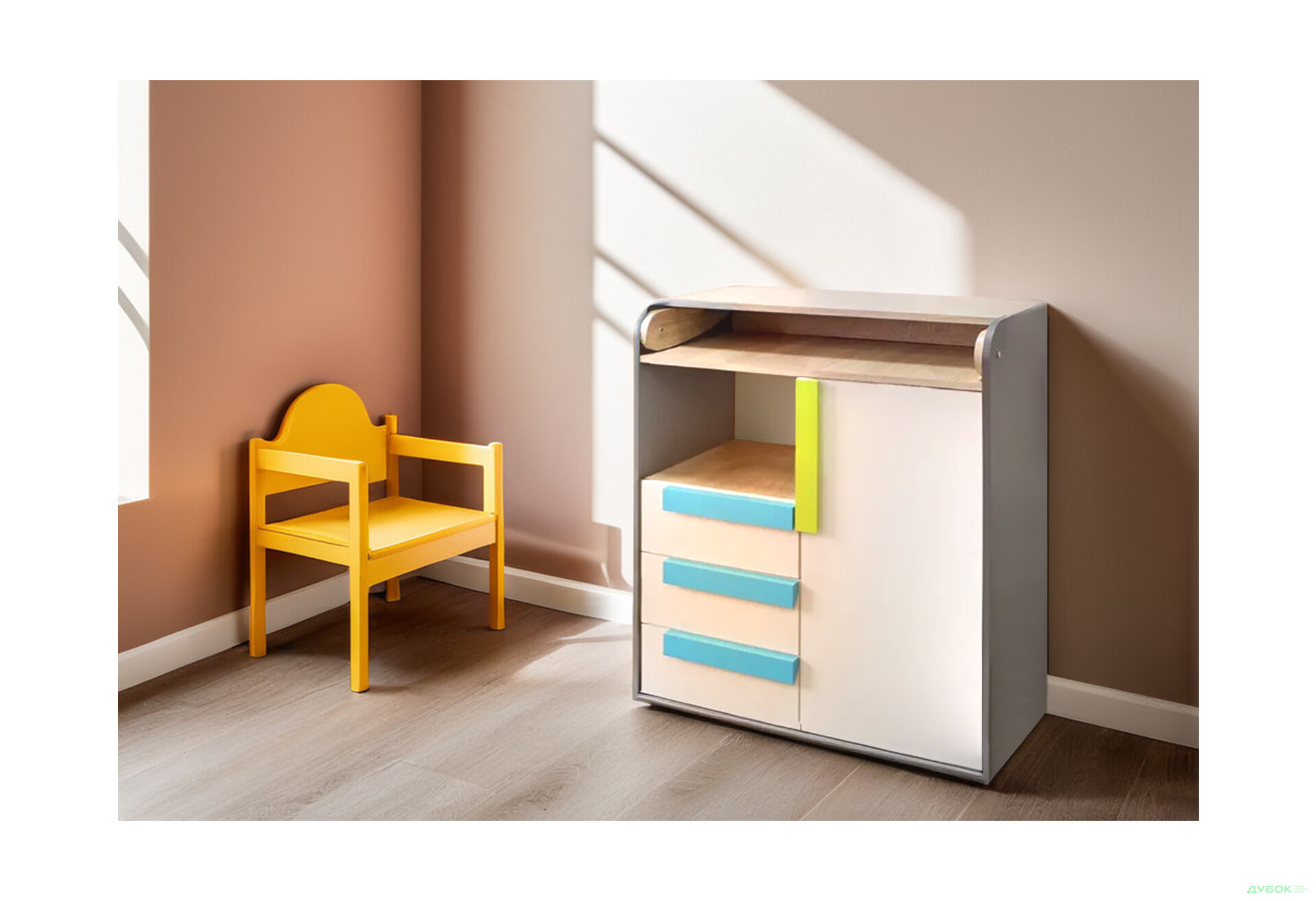 Комод VMV holding Алекс пеленальний 1-дверний з 3 шухлядами 84 см Сіро-білий - Зображення 2 Зображення 2 - Комод VMV holding Алекс пеленальний 1-дверний з 3 шухлядами 84 см Сіро-білий