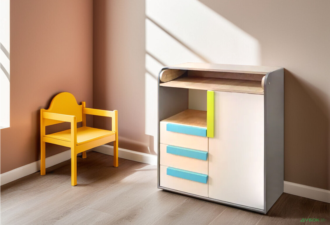 Комод VMV holding Алекс пеленальний 1-дверний з 3 шухлядами 84 см Сіро-білий - Зображення 2 Зображення 2 - Комод VMV holding Алекс пеленальний 1-дверний з 3 шухлядами 84 см Сіро-білий