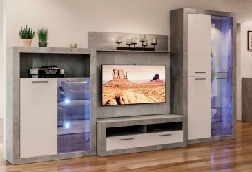 Комплект стенка с витринами Svit Mebliv Омега 304 см Индастриал/Белый