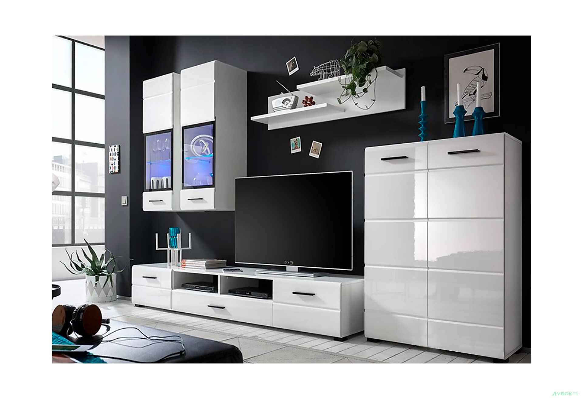 Комплект стінка з комодом ВМК Арктика 285 см Білий - Зображення 2 Зображення 2 - Комплект стінка з комодом ВМК Арктика 285 см Білий