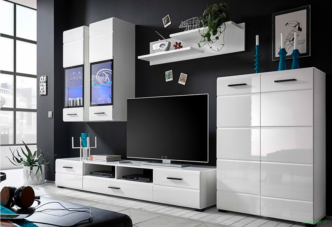 Комплект стінка з комодом ВМК Арктика 285 см Білий - Зображення 2 Зображення 2 - Комплект стінка з комодом ВМК Арктика 285 см Білий