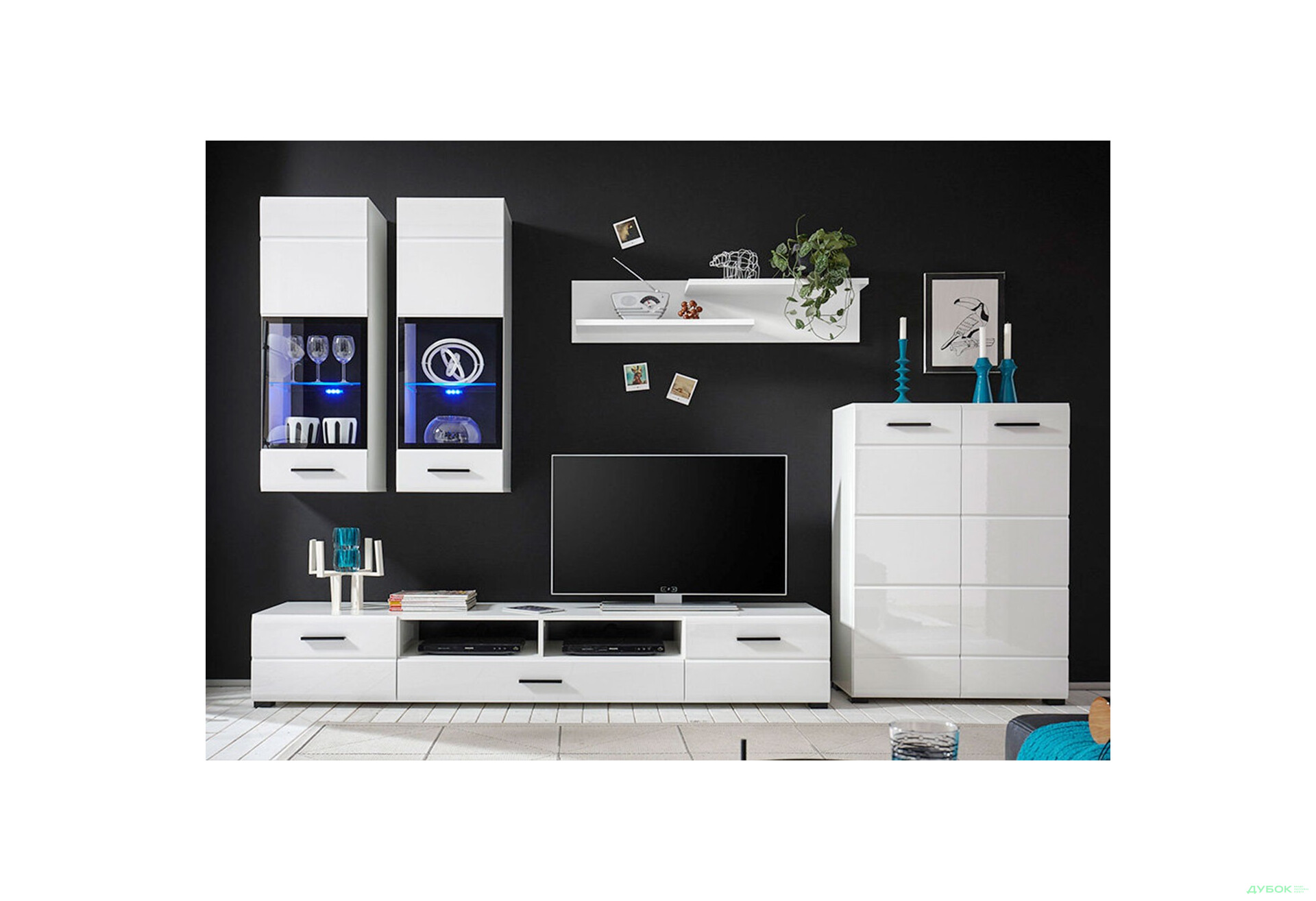 Комплект стінка з комодом ВМК Арктика 285 см Білий - Зображення 1 Зображення 1 - Комплект стінка з комодом ВМК Арктика 285 см Білий