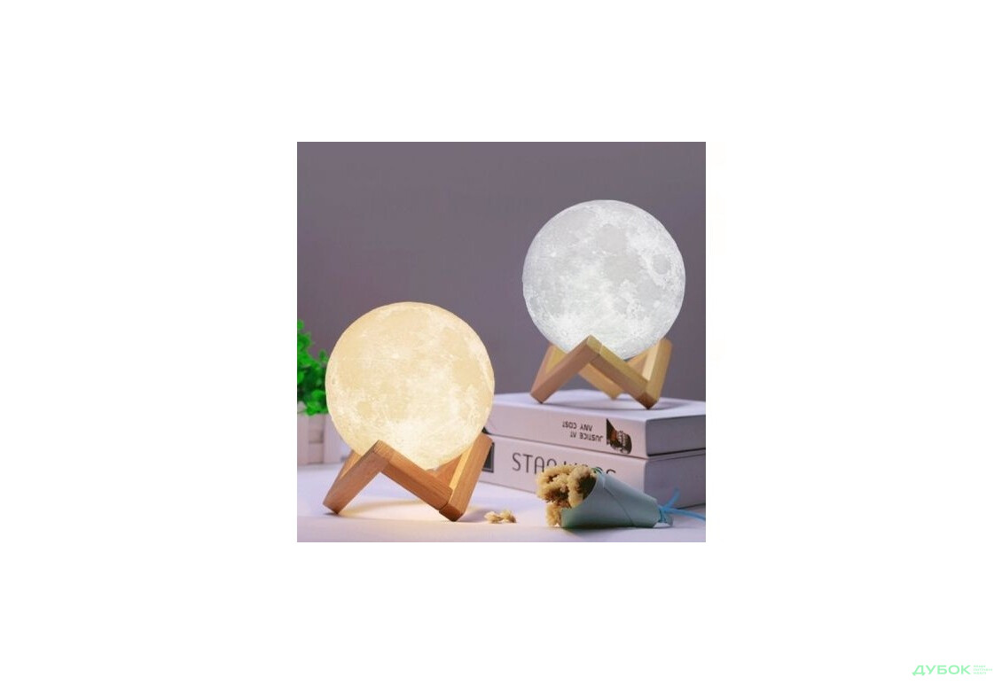 Фото 2 - Нічний світильник Лампа 3D Луна дотик К201 Happy light